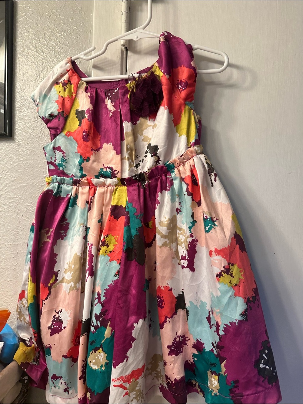 Cherokee Multicolor Floral Fit-and-Flare Dress — Magenta, Teal, Coral & Yellow